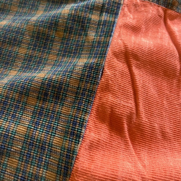 Handmade and well loved corduroy patchwork blanket throw - Picture 5 of 16
